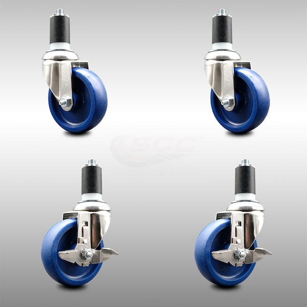 Service Caster 4 Inch 316SS Solid Poly Swivel 1-5/8 Inch Expanding Stem Caster Brake SCC, 2PK SCC-SS316EX20S414-SPUS-2-TLB-2-158 - main